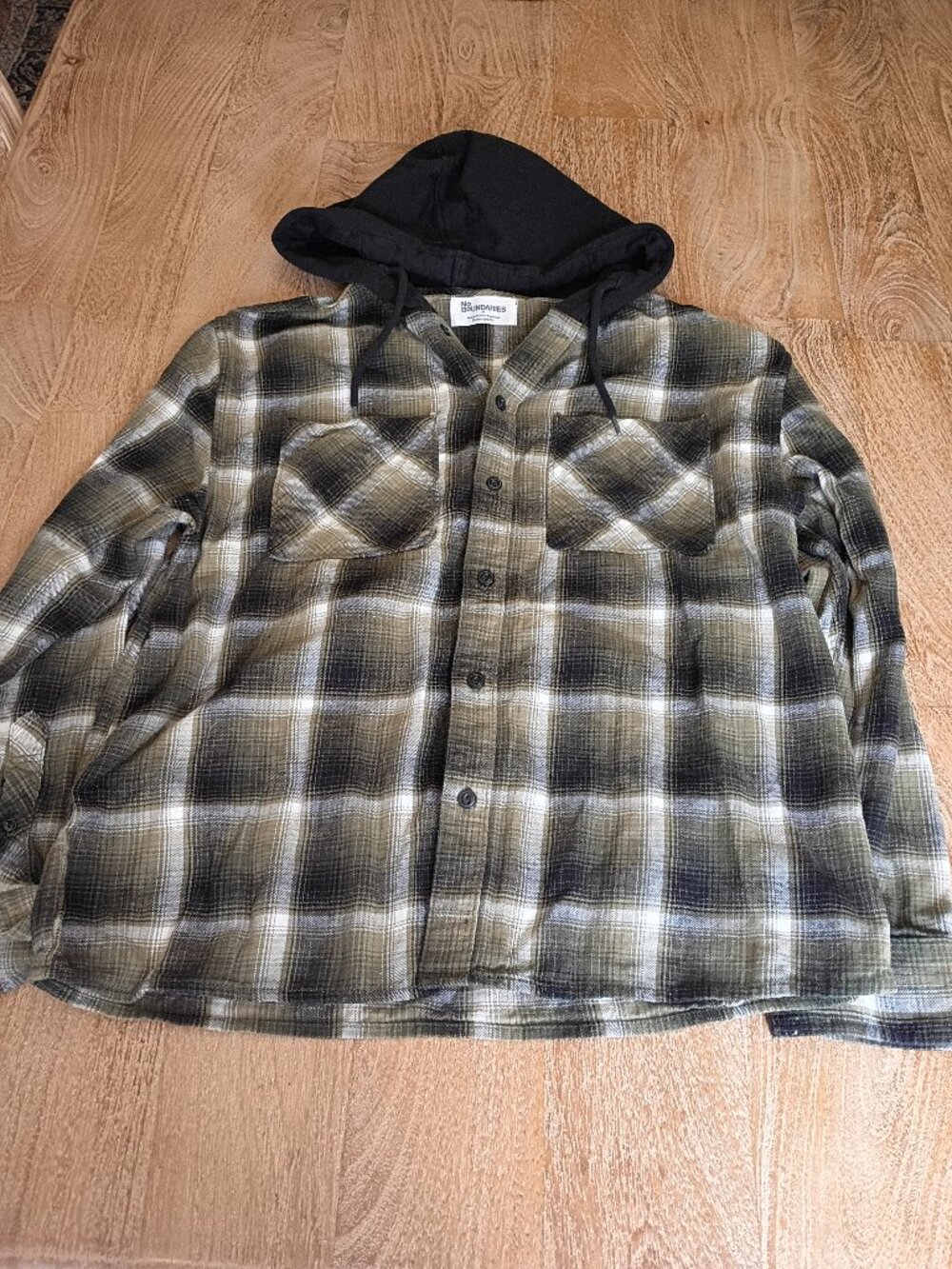 No BoUNDERIES Oversized Fit Hooded Flannel